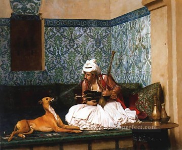 動物 Painting - 犬の鼻に煙を吹きかけるアルノート ギリシャ・アラビア・オリエンタリズム ジャン・レオン・ジェローム